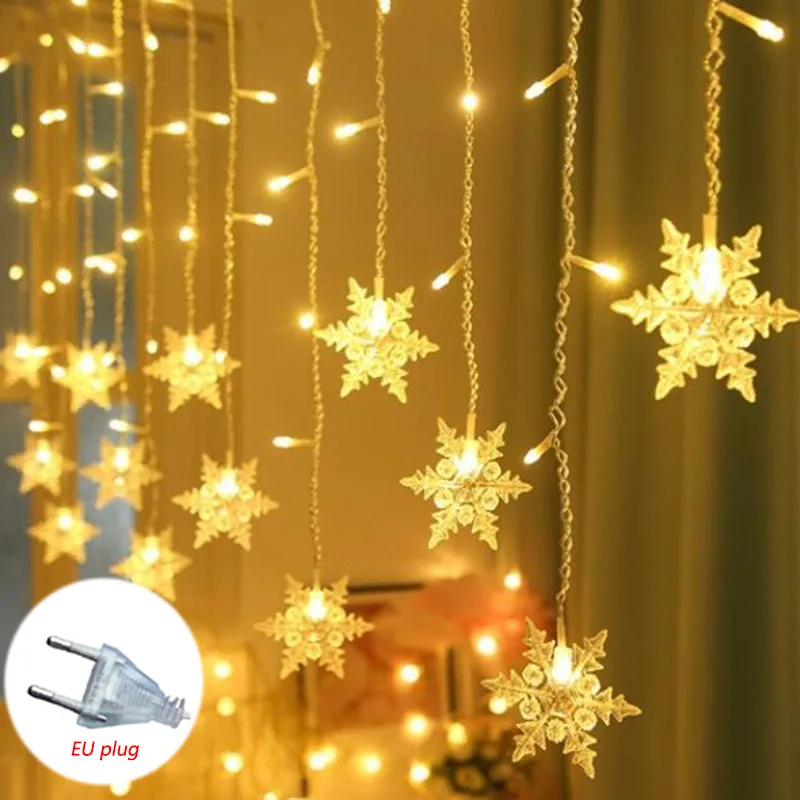 

Christmas Lights Garland LED String Lights Snowflakes Flashing Fairy Curtain Light for Holiday Wedding Party New Year Decoration