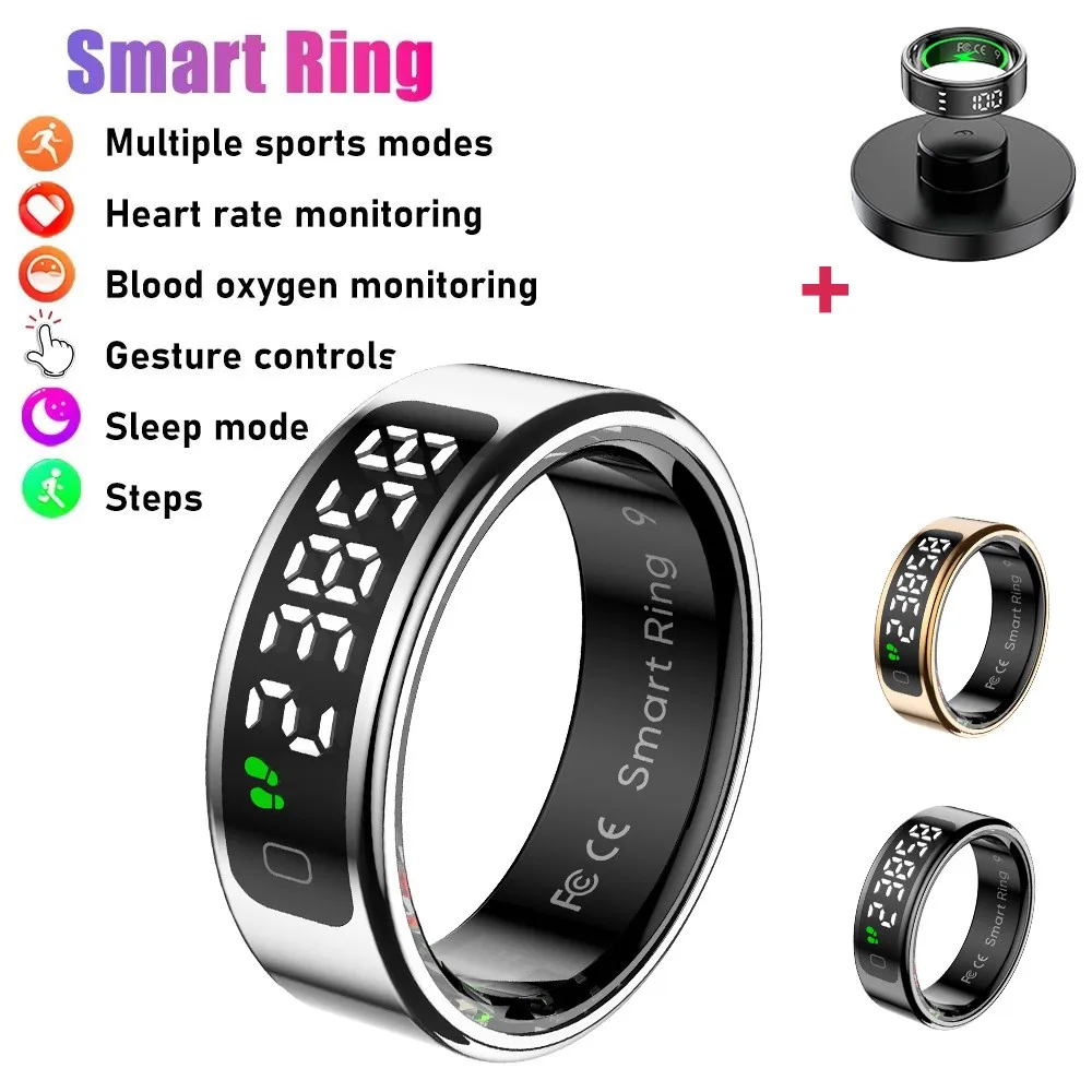 

Новое умное кольцо с сенсорным экраном для мужчин и женщин, беспроводная зарядка, менеджер здоровья, монитор сердечного ритма/кислорода в крови, водонепроницаемый для XIAOMI