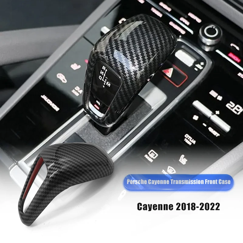 Dla Porsche Cayenne 2018 2019 2020 2021 2022 Nakładka Pokrywa Gałki Dźwigni Zmiany Biegów z Włókna Węglowego Naklejka Dekoracyjna Wnętrza Samochodu