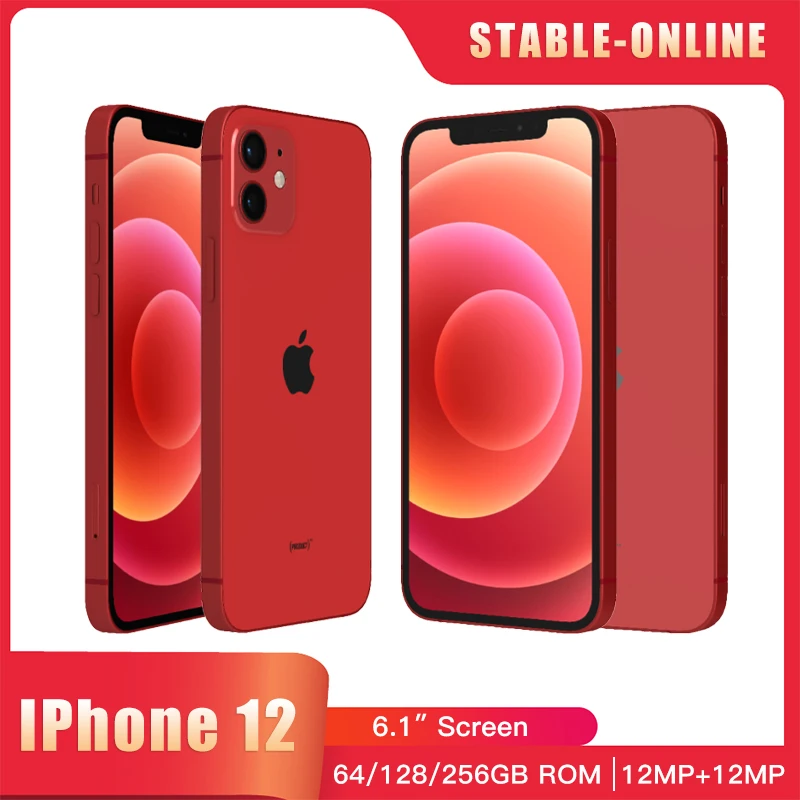 Original Apple iPhone 12 5G LTE Mobile phone 6.1'' 4GB&64/128/256GB IOS A14 Bionic Hexa Core Dual 12MP Face ID 12 Cellphone