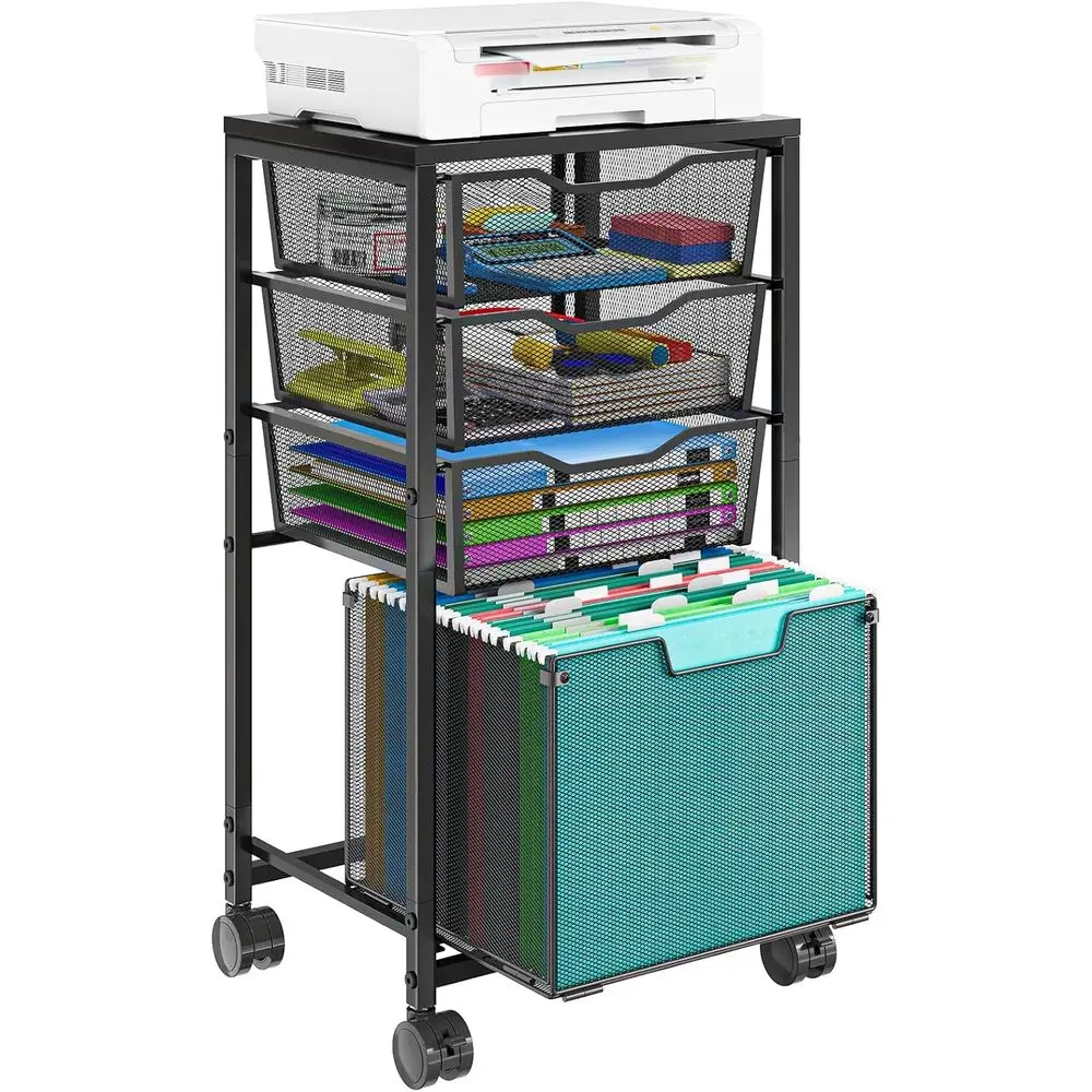 

Мобильный картотечный шкаф на 4 ящика на колесиках, подстольный органайзер для документов, для домашнего офиса, для подвесных папок или файлов