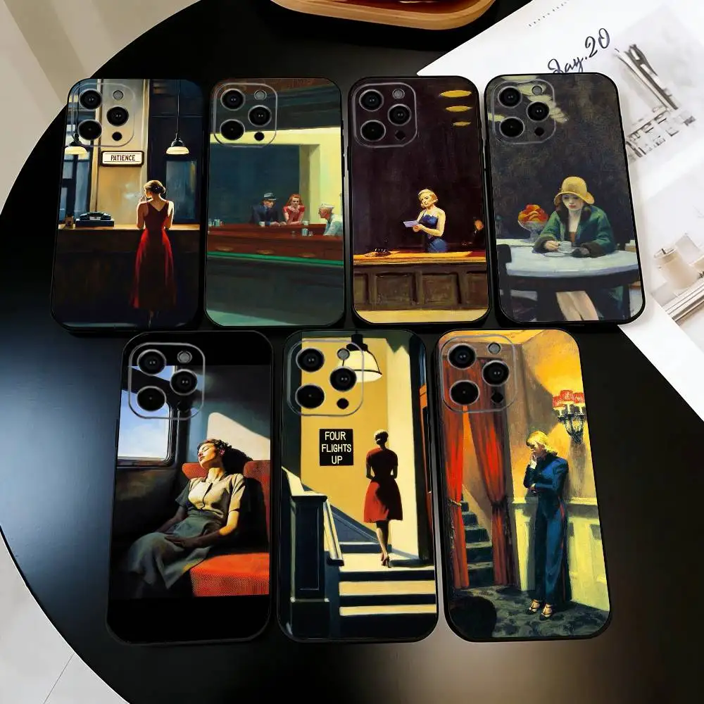 

Painting E-edward H-hopper Art Phone Case For iPhone 17, 16,15,14,13,12,11 Plus,Pro Max, Others Soft Black Cover