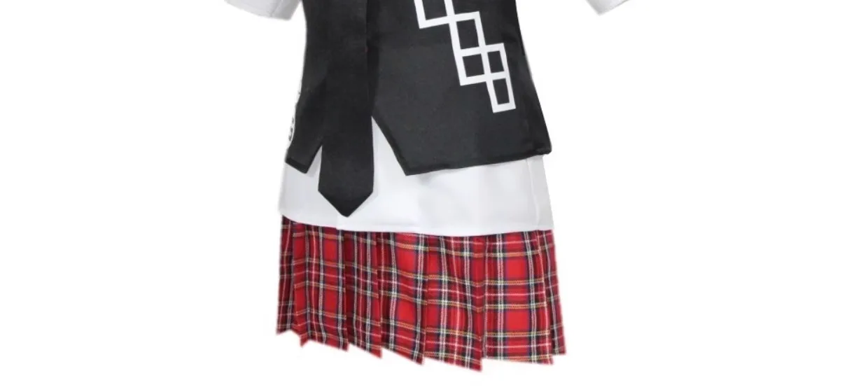 Anime-Spiel Danganronpa, Cosplay-Kostüm, Enoshima Junko Uniform, Café-Arbeitskleidung, kurzer Rock, Monokuma-Kopfbedeckung – Detail 9
