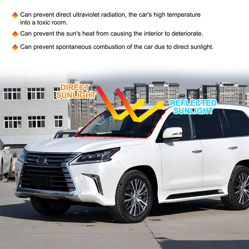 

For Lexus LX570 2016-2021 Car Sun Visor Windshield Sunshade Foldable Front Window Sun Shade UV Rays Accessories