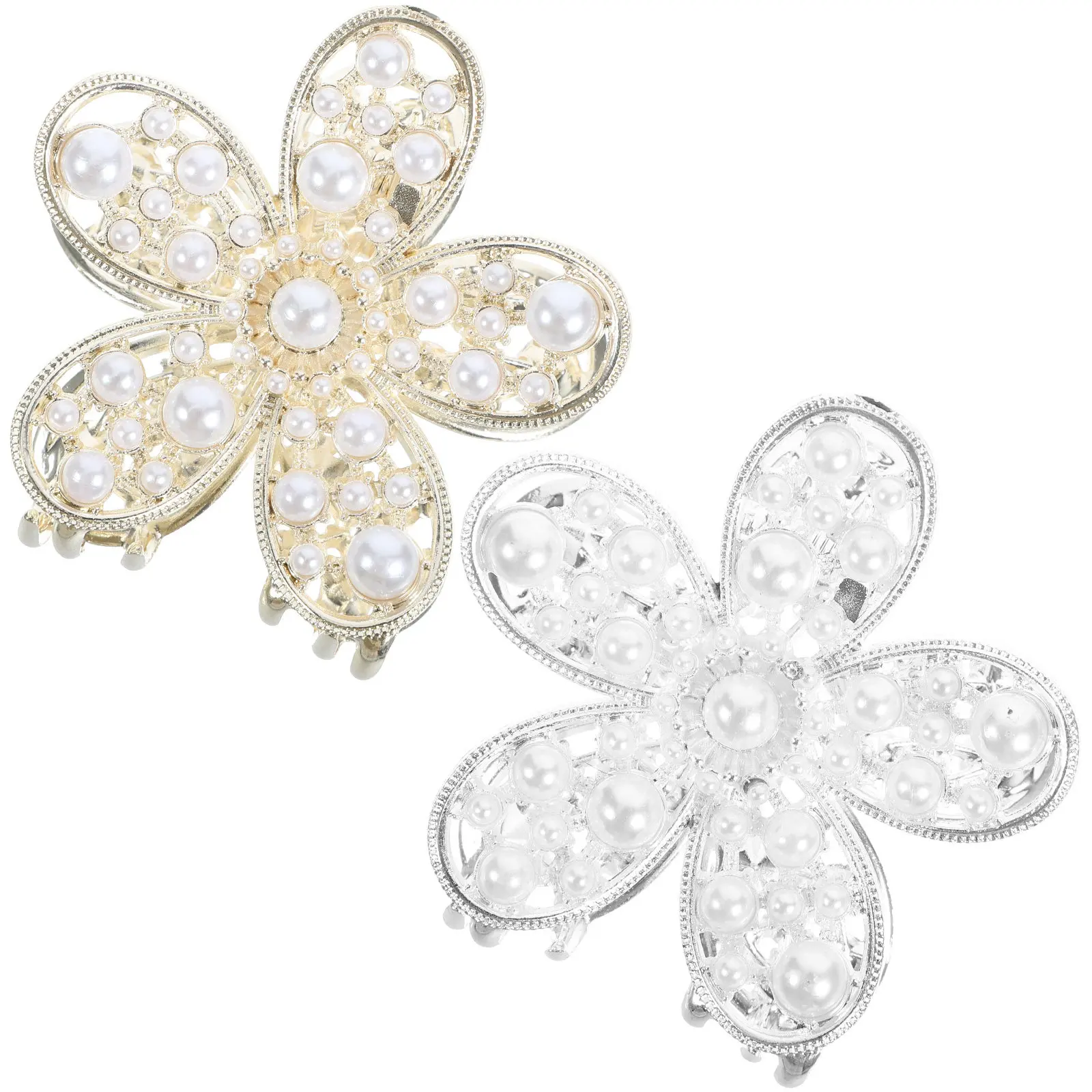 

2Pcs Alloy Flower Claw Clips Hollow Design Decorative Hair Clips Women Fashion Accessories for Thin and Thick Hair Styling
