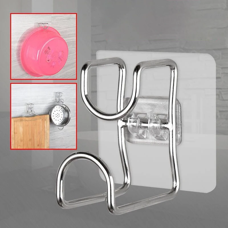 Punch-Free Sticky Hook Bathroom Kitchen Traceless Washbasin Storage Hooks Save Space Organizer Wall Mount Hook Adhesive Hooks