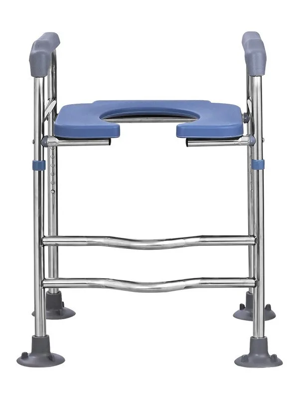 Raised Toilet Seat With Armrests Stainless Steel Suction Cup Foot Pads Height Increaser For Elderly Pregnant Women