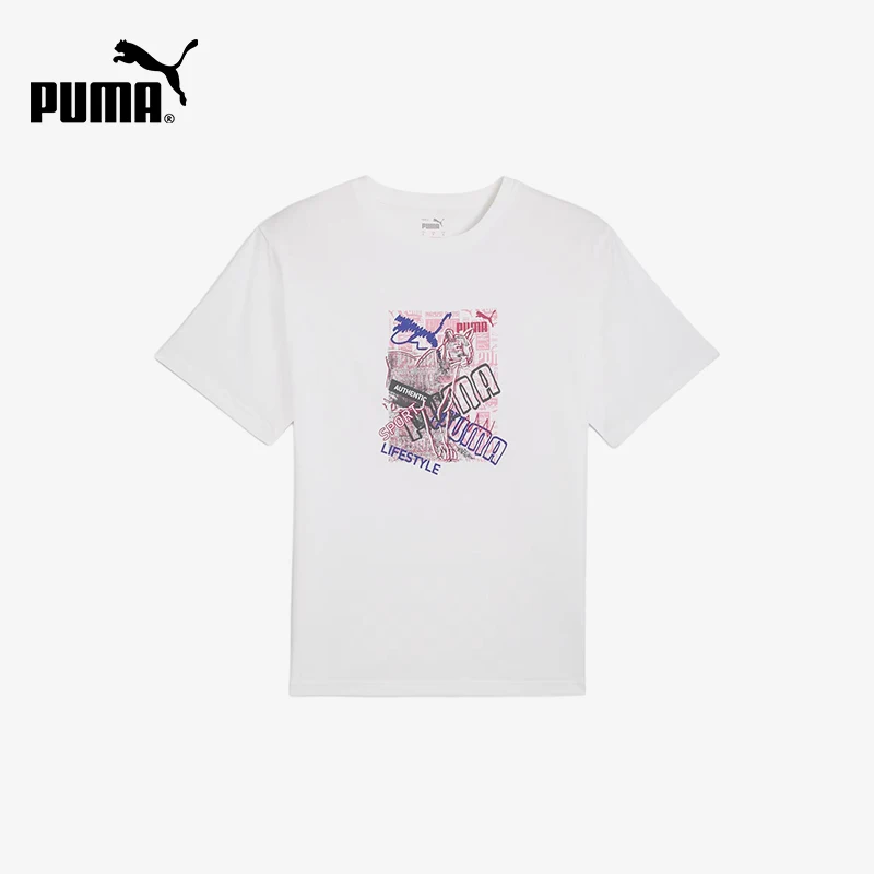Puma genuine GRAPHICS brand letter sweat absorbing round neck T-shirt for women with short sleeves 683242-02