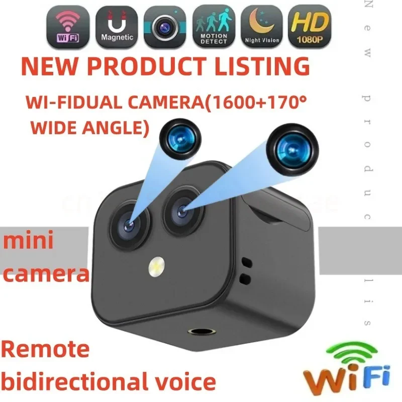 Mini Camera High Definition 4K Wi Fi Dual Lens Action Camera Mobile Wireless Remote Voice Two-Way Intercom Monitoring Camcorder