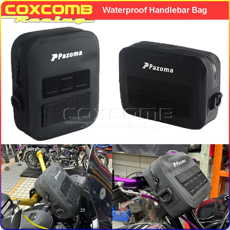

For Harley Dyna Softail Low Rider S FXBB Street Bob MOLLE 840D TPU Waterproof Motorcycle T-Bar Handlebar Bag Storage Tool Pouch