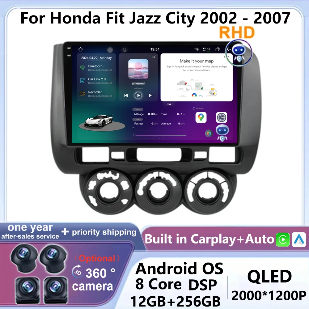 

Android 14 360 Camera For Honda Fit Jazz City 2002 - 2007 RHD Car Radio Multimedia Video Player GPS Carplay Auto Navigation IPS