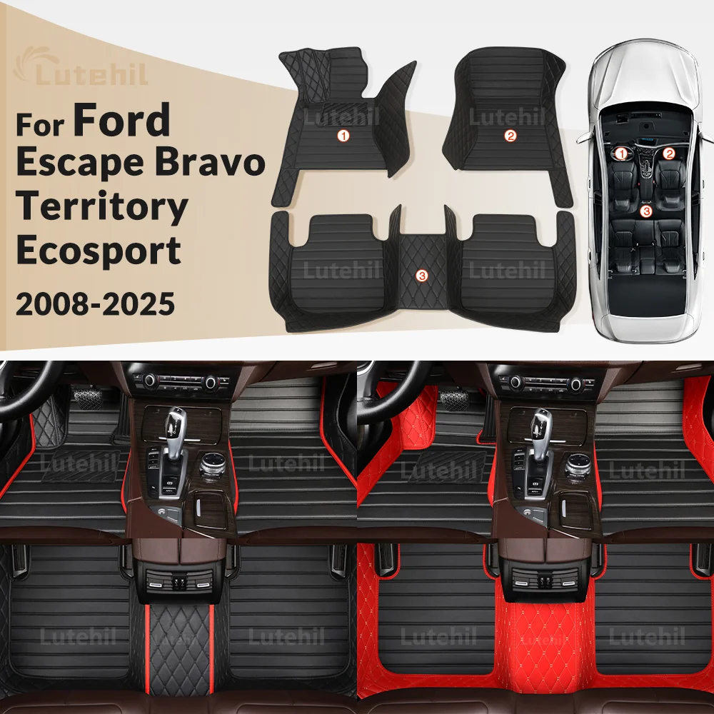 

LUTEHIL For Ford Escape Territory Ecosport Bravo 2008-2025 Custom Car Floor Mat Automobile Carpet Interior Accessories 2024 2023
