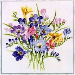 Cross stitch Handmade 14CT Counted Canvas DIY,Cross-stitch kits,Embroidery VPFP716 Bouquet-Freesia 29-28