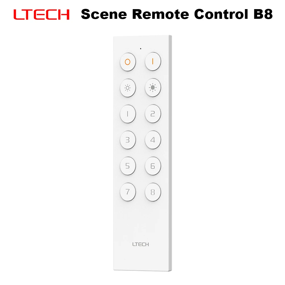 

﻿ LTECH B8 4-канальный пульт дистанционного управления сцены DC3V Bluetooth 5.2 SIG Mesh 8 сцен, регулируемая яркость с затемнением