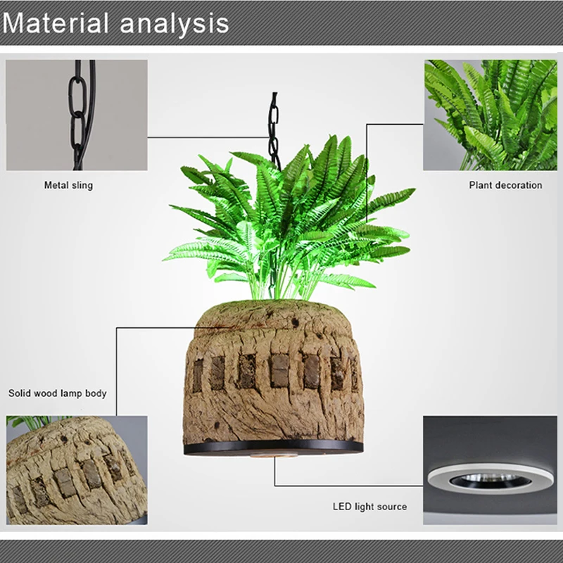 Современная креативная люстра из смолы с имитацией древесных растений, американская старинная сельская ресторанная кофейная бара, вилла, светодиодная Подвесная лампа с цепочкой