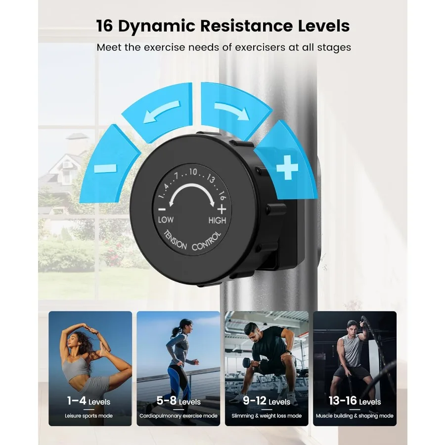 جهاز THERUN بيضاوي الشكل بتصميم فائق الهدوء للياقة البدنية المنزلية عجلة الموازنة 6 كجم مع 16 مستويات مقاومة مستشعر نبض متكامل
