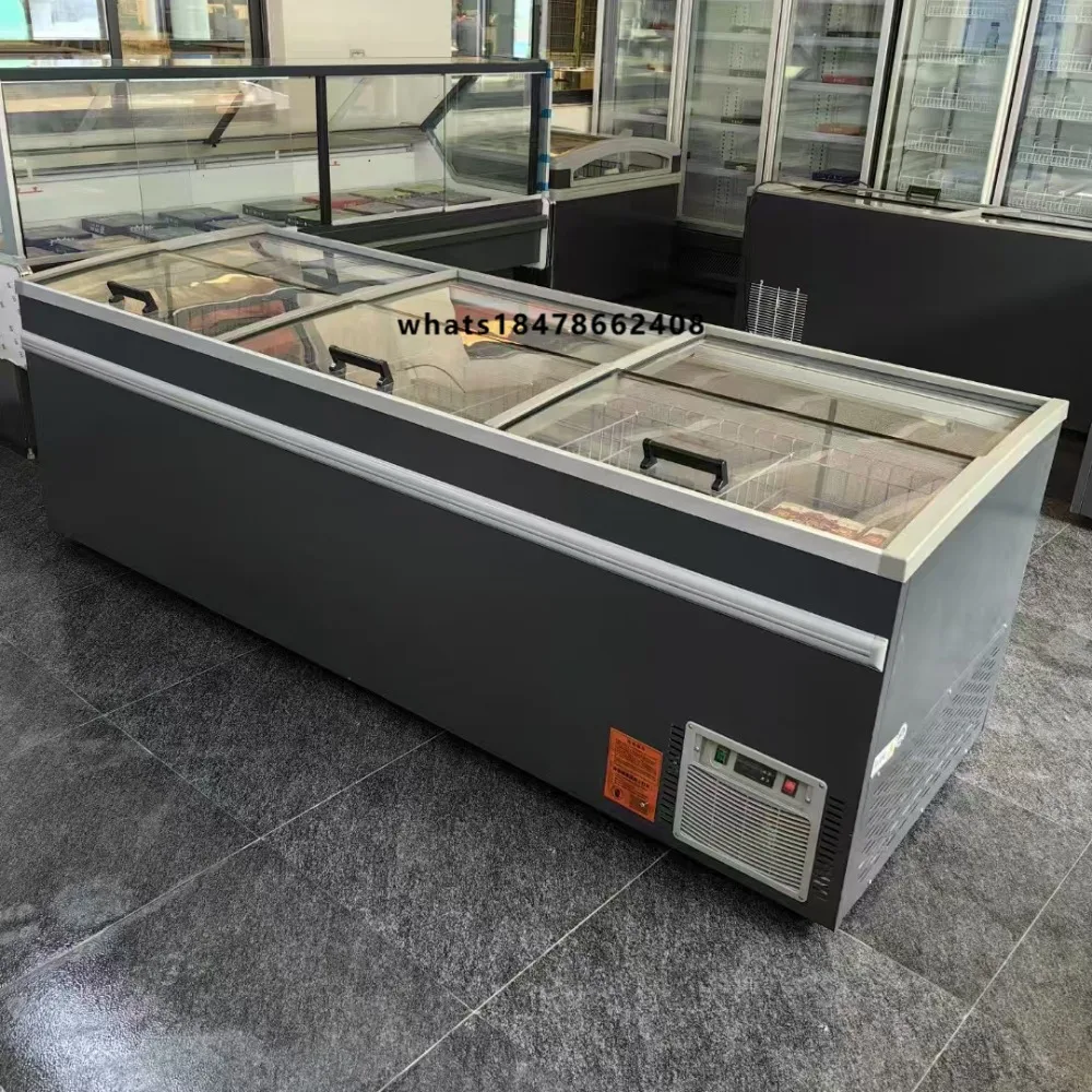 Commercial Freezer Automatic Defrosting Top Sliding Glass Door Island Freezer Supermarket Horizontal Combined Type Freezer