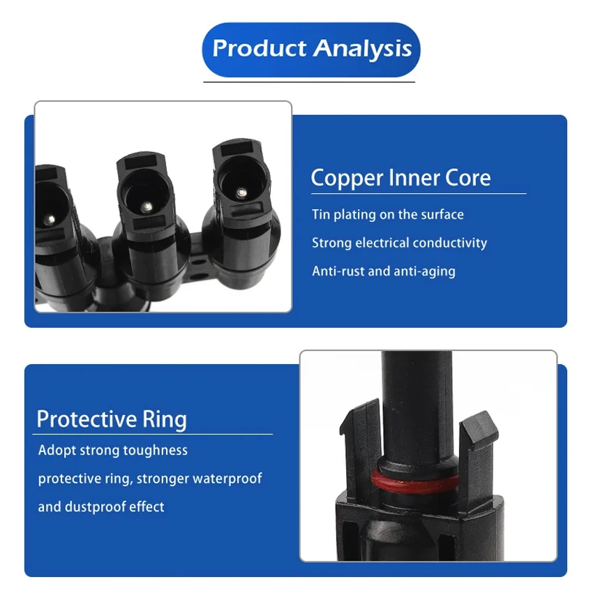 1 to 2/3/4/5/6T Solar MC Connectors For Photovoltaic Energy PV Panel Parallel Splitter Coupler Combiner IP67 1000V 1 Pair image 4