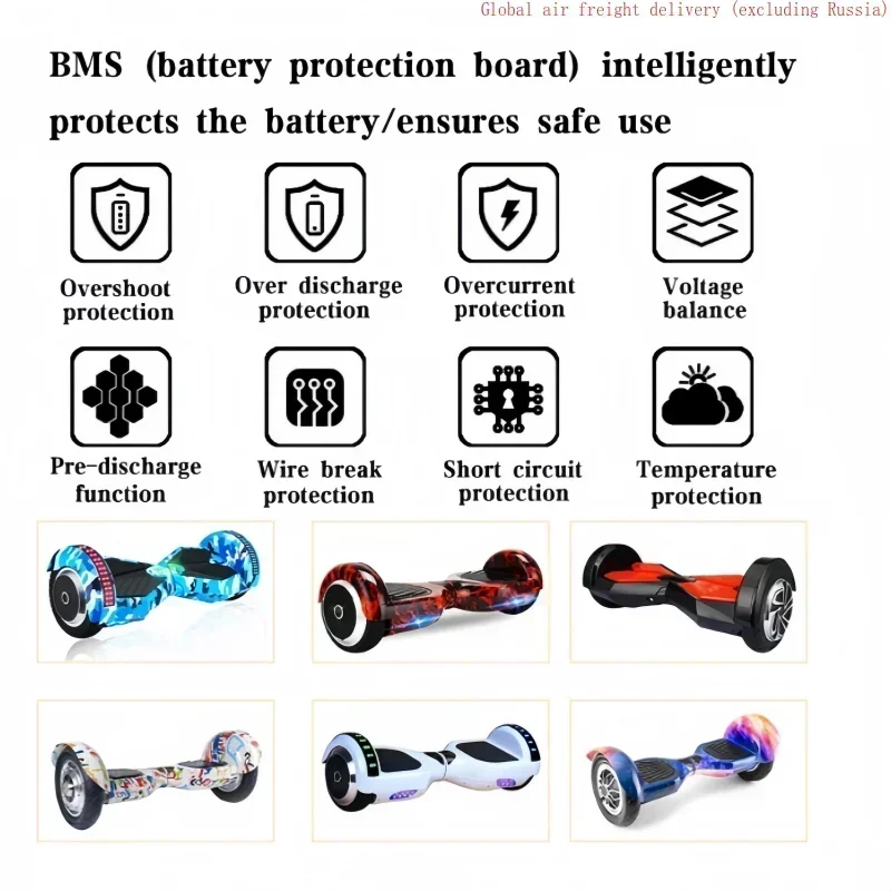 36V 20Ah 10S2P rechargeable lithium-ion battery, suitable for electric balance scooters, air cushion boards, and unicycles, etc