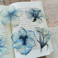 10pcs Transparent PET Vintage Plant Flowers Crystal Ink Stickers Scrapbook DIY Sticker Craft Journaling Scrapbooking Material