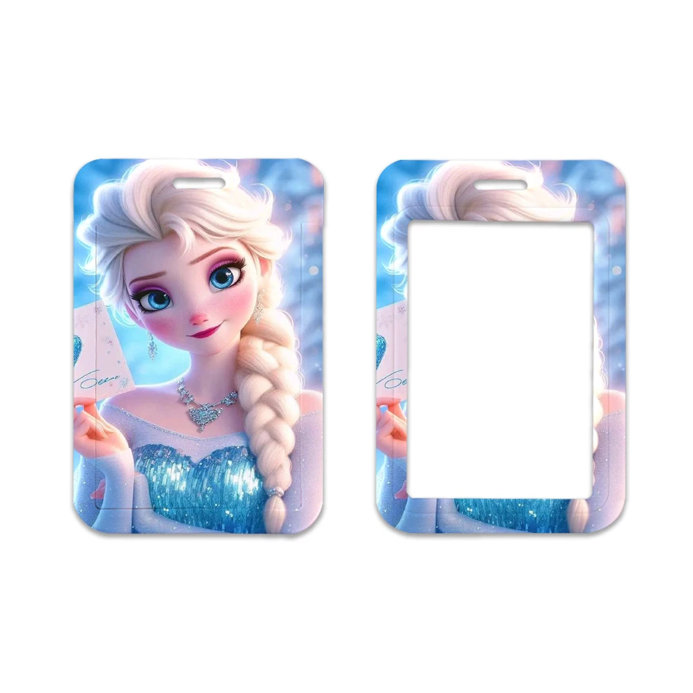 Encantador Cordón de películas de Anime Frozen, cuerda de teléfono de princesa Elsa para identificación, soporte de insignia, correa para el cuello, llavero, cordón Lariat, regalos para niñas