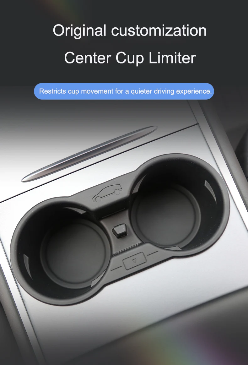 2023 New for Tesla Model 3/Y 2021-2023 Water Cup Holder Limiter Silicone Non-slip Swirl Cup Holder Slot Insert Phone Holder