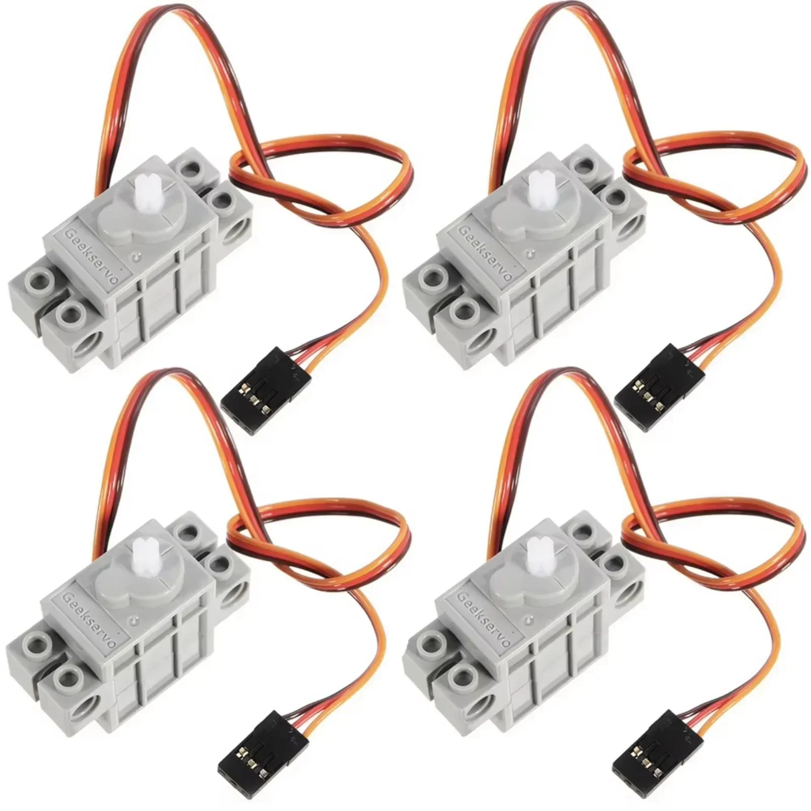 4Pcs Geekservo 270 Degree Programmable Gray Geek Servo+Cross Axle Wheels for DIY Micro:bit Robotbit for LEGOeds Building Bricks