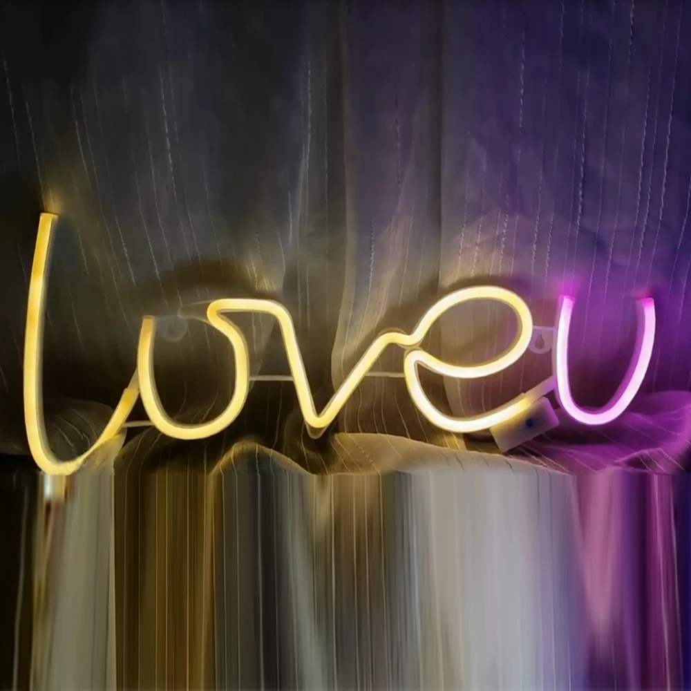 Wholesale Loveu Neon LED Wall Lights Store Greeting Signs Home Party Wedding Window Shop Decor Night Lamp Battery or USB Powered