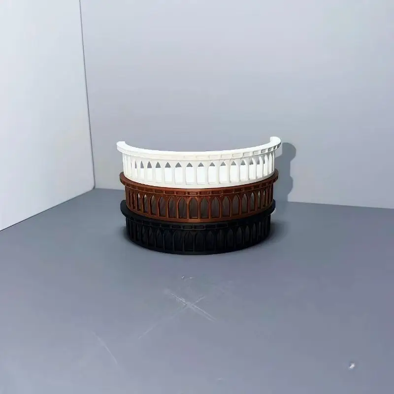 1Pcs Semi Circular Balcony Miniature Building Model Accessory Dollhouse Simulation European Wall Mounted Storage Rack Decor