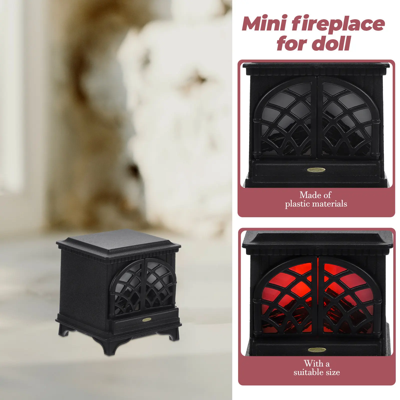 

Миниатюрный пластиковый камин-украшение для кукольного домика: создание теплой и уютной атмосферы, аксессуар для мини-дома, реквизит для DIY-микроландшафта