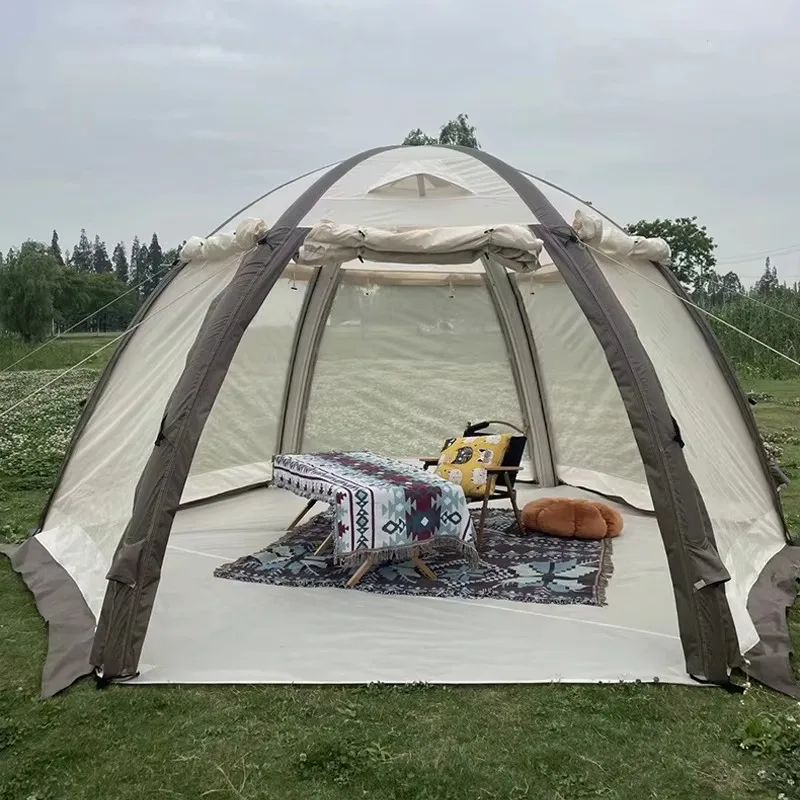 

Hexagonal Double-Layer Portable Inflatable Tent Quick-Opening Canopy Oxford Fiberglass Outdoor Rainproof Sunscreen Camping Gear