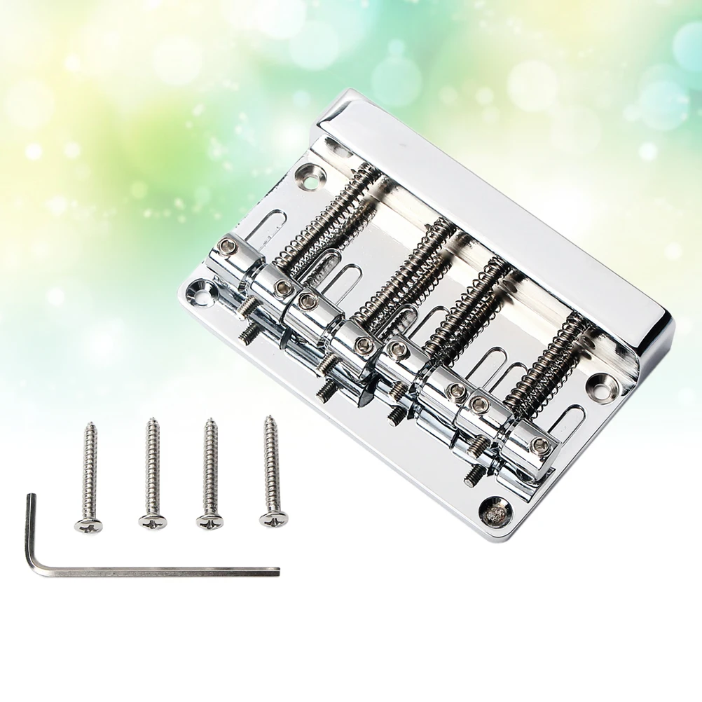 

GA1007 Metal 4 String Bass Bridge Vintage Style Bridge for Guitar with 4 Screws Wrench (Silver)