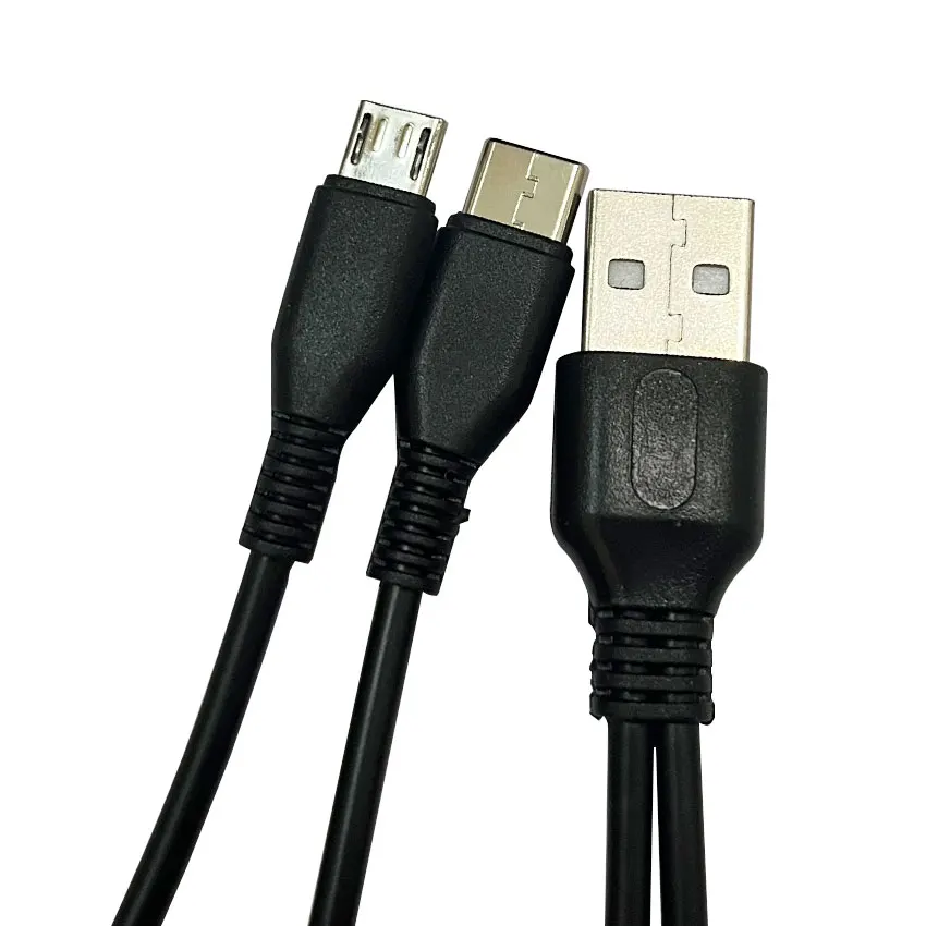 2 In 1 USB To Micro USB Type C Cable Charging For 2 Usb C Cell Phone Charge Two Device Charging Cord USB Charger Splitter Cable
