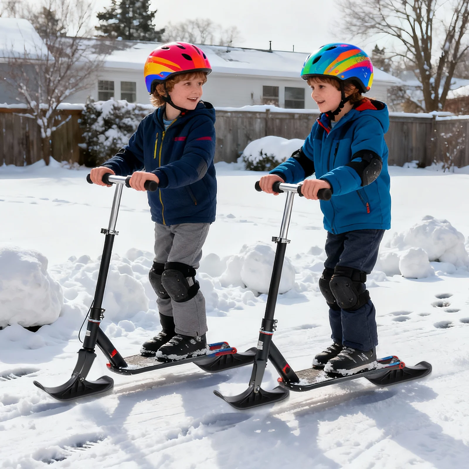 

Snow Sled Ski Scooter Accessories Dual Skis For Outdoor Snow Riding Replace Kick Scooter Wheels Durable Conversion Kit