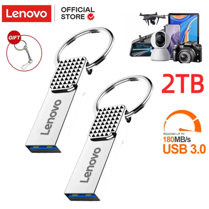 Lenovo แฟลชไดรฟ์โลหะ2TB USB3.0ความเร็วสูง USB ดิสก์การถ่ายโอนไฟล์1TB 128GB ความจุสูงกันน้ำสไตล์กล