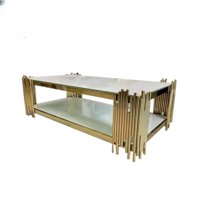 wholesale modern Nordic center coffee table for living room gold stainless steel white sintered stone