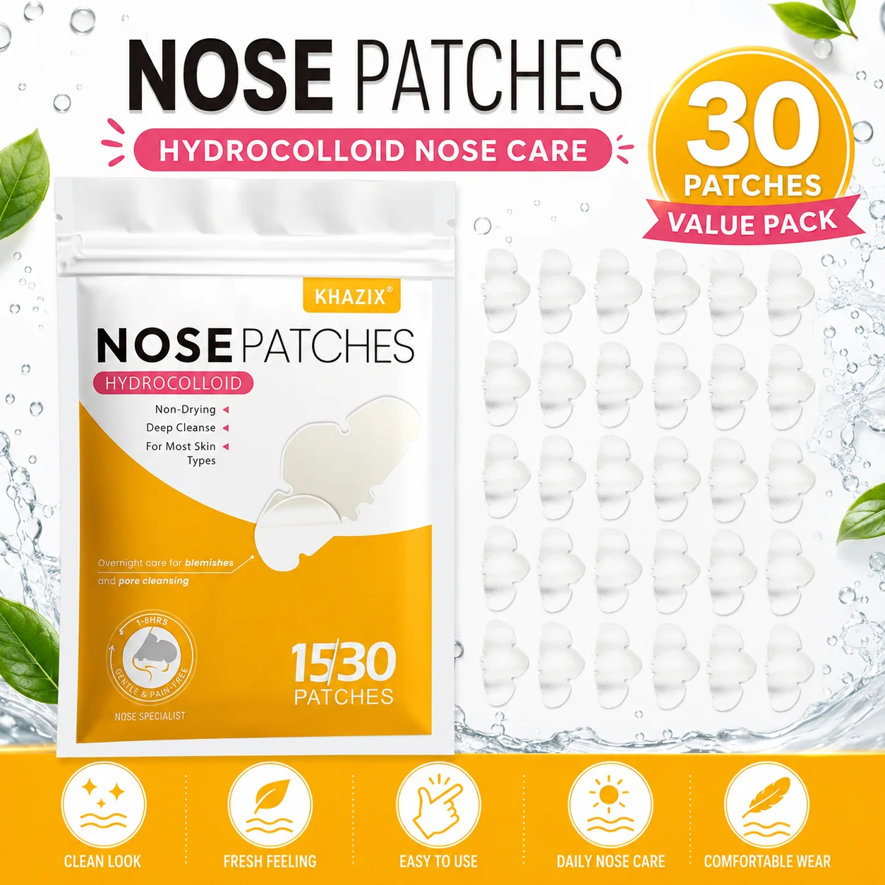 30pcs Nose Patch, Deeply Cleansing And Rejuvenating Nose Skin, Unclogging Pores, For Smooth And Clear Nose Skin