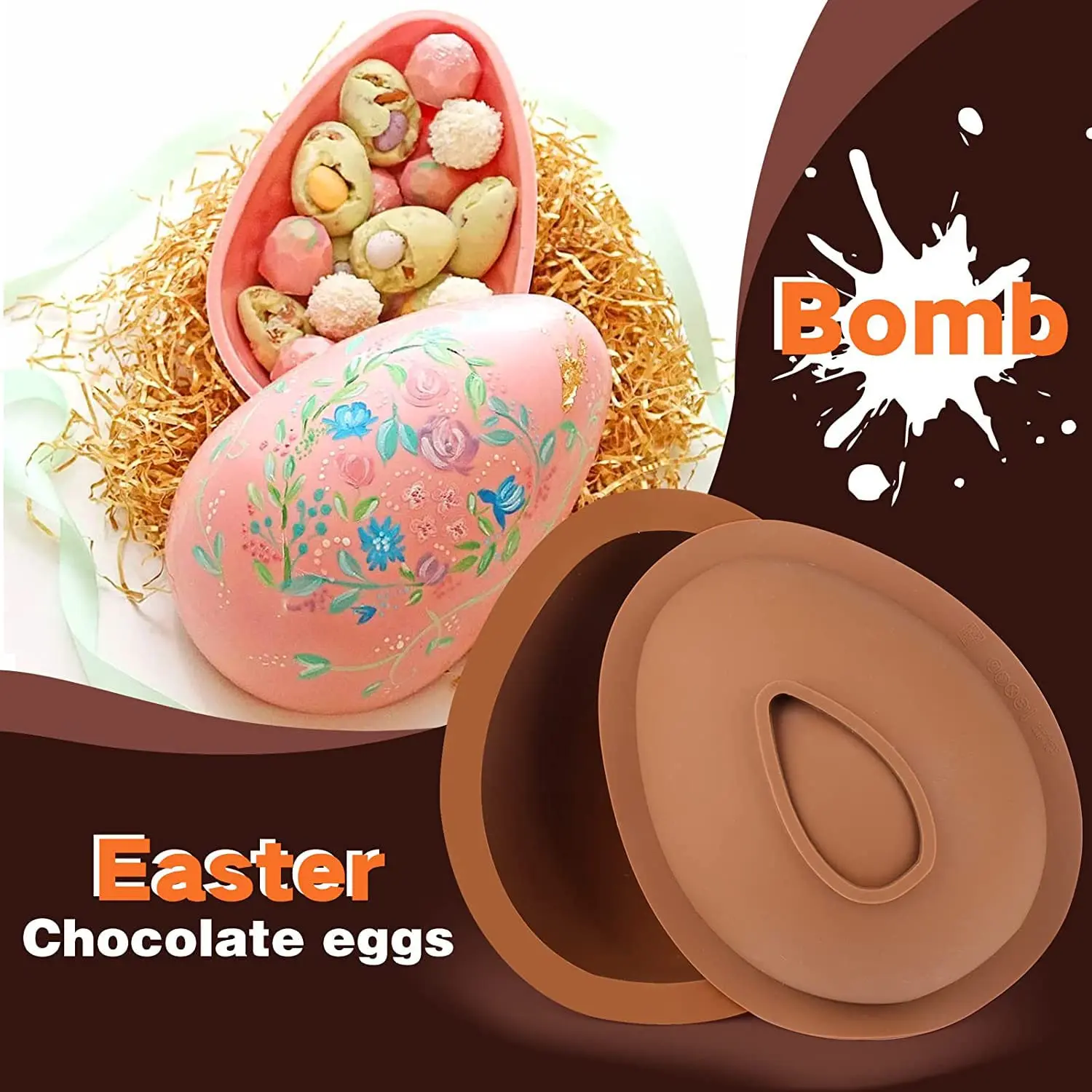 Half sphere silicone mold with small Hammer Easter chocolate Egg molds Chocolate bomb mould Bakeware