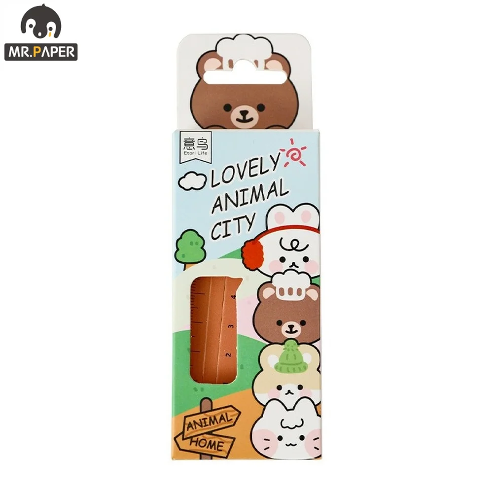 Mr. Paper 30Pcs/Box Cartoon Animal Bookmark Cute Bear Kitten Student Ruler Bookmark  Students Supplies