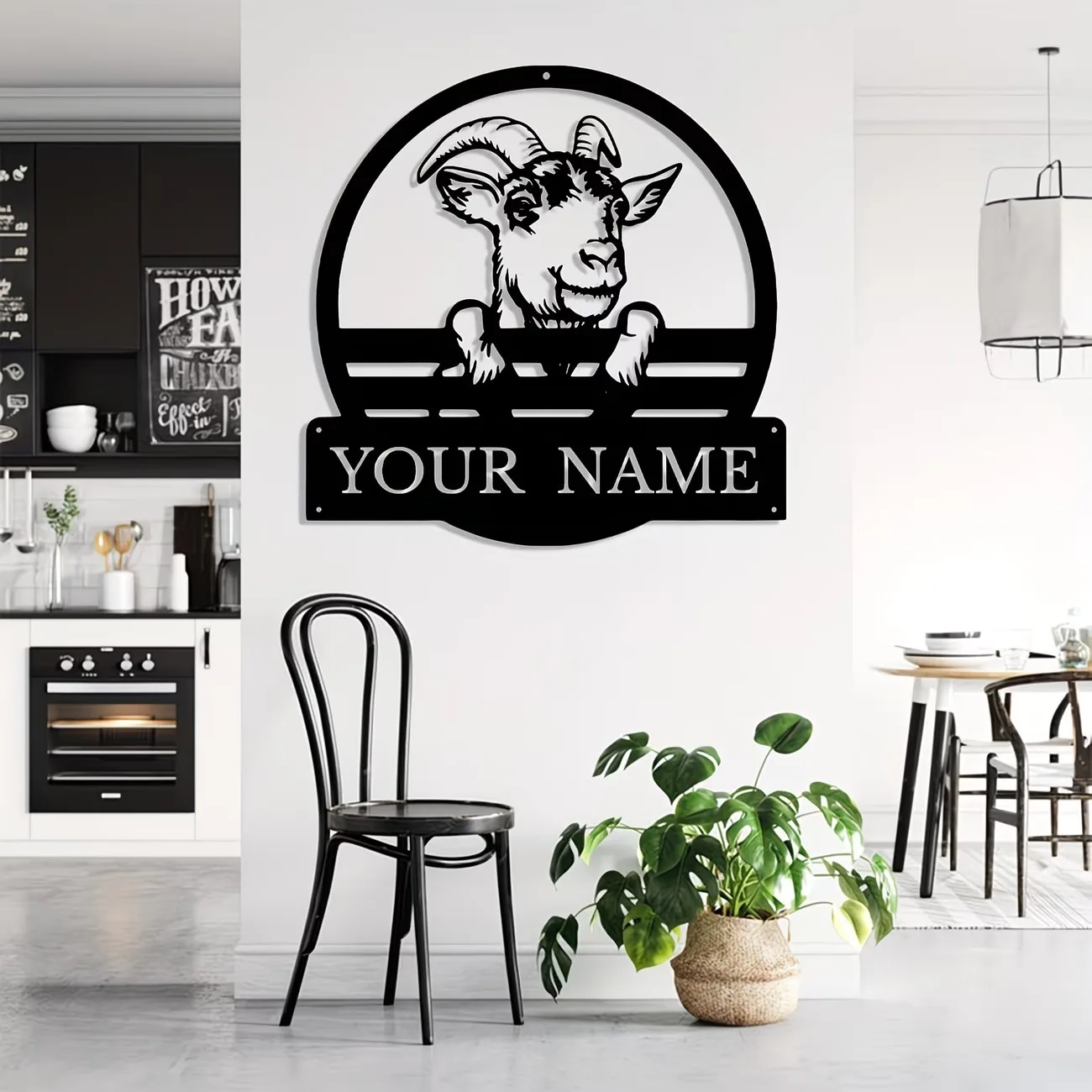 Reusable Round Metal Customizable Farmhouse Goat Wall Art - Personalized Rocky Mountain Goat Decor for Home & Garden