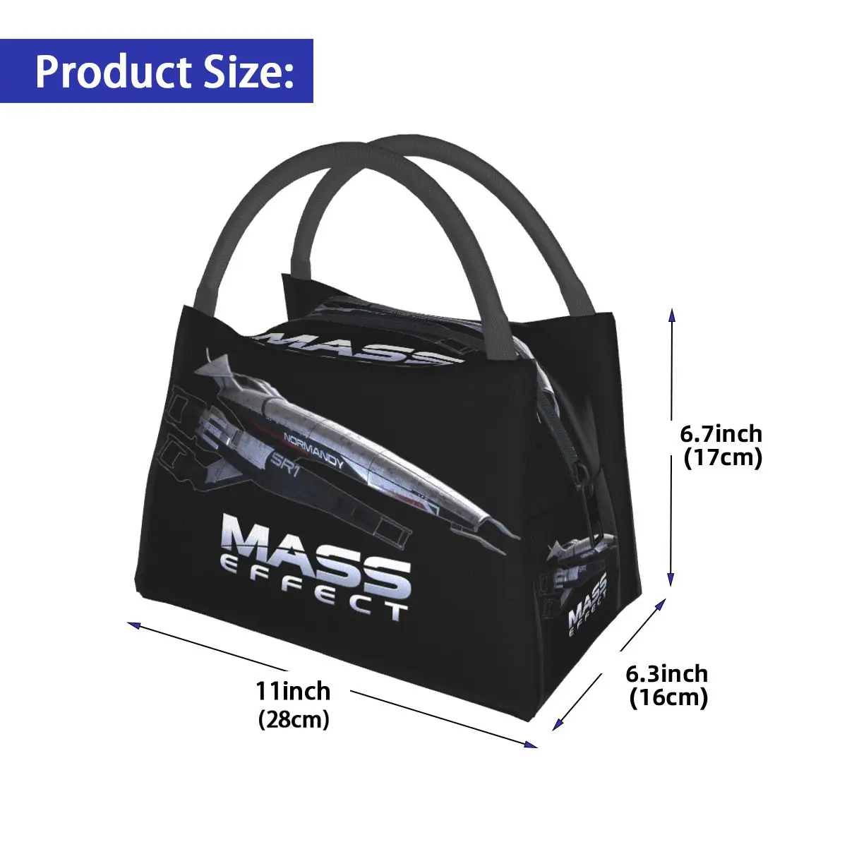 Mass Effect Normandy SR1 Insulated Lunch Bag for Women Kids Leakproof Food Boxes Thermal Lunch Box Tote