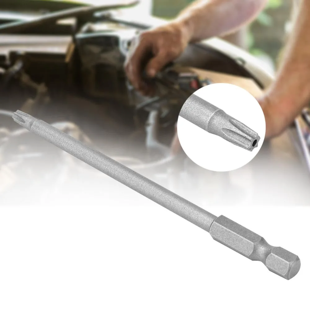 11pcs 100mm Length Screwdriver Bit Set 1/4 Inch Hex Shank Tamper Proof Torx Security Bits 6 Point T6-T40