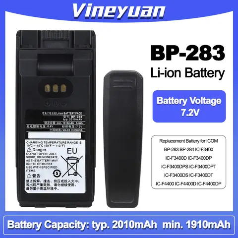Icom BP-283 BP-284 IC-F3400, 3400D, 3400DP, 3400DPS, 3400DPT, 3400DS, 3400DT, IC-F4400, 4400D, 4400DP용 교체 배터리