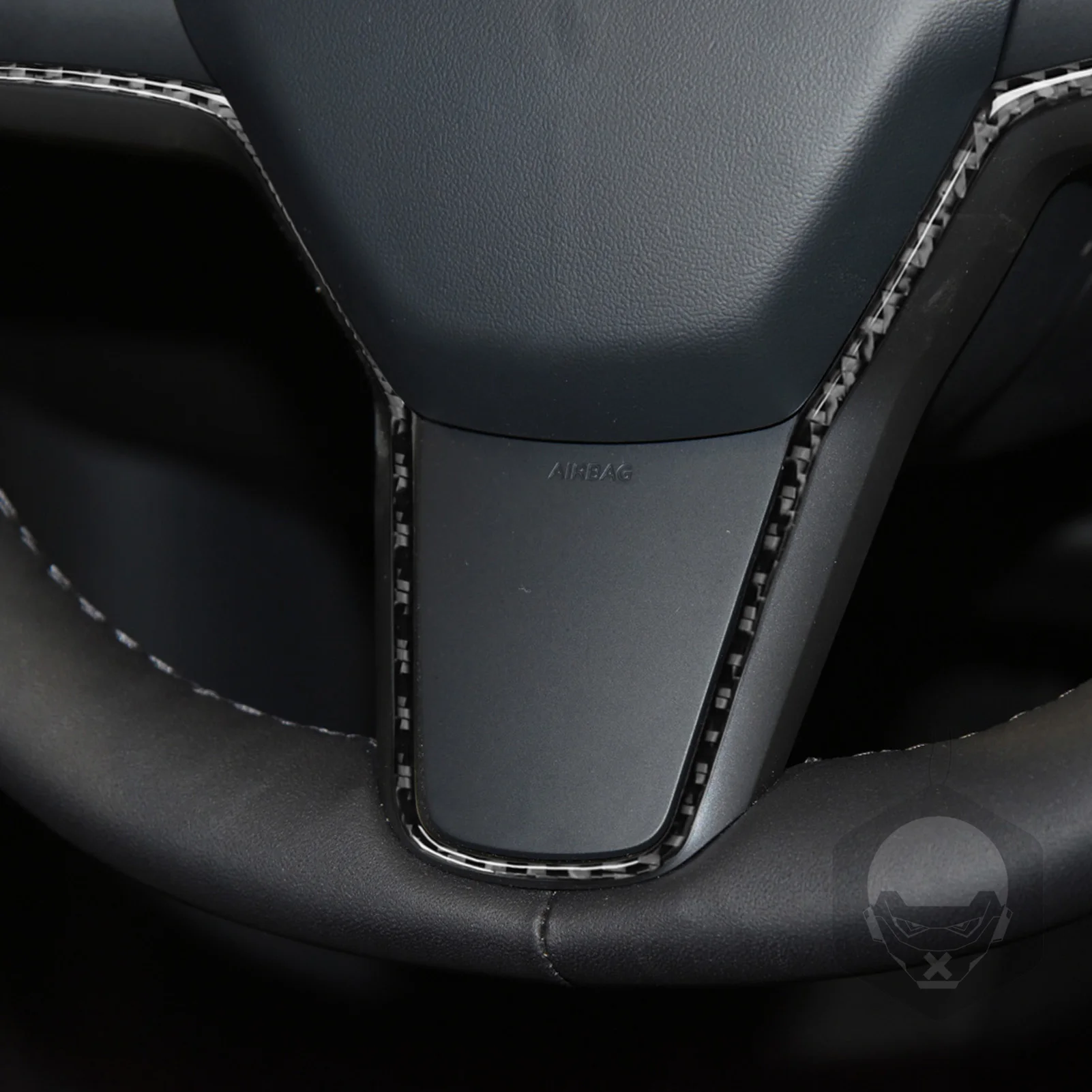 For Tesla Model Y 2020+ Model 3 2017-2022 Carbon Fiber Inside Steering Wheel Panel Trim Strips Car Interior Accessories Sticker