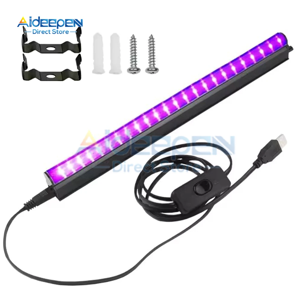 ไฟ LED สีดํา 6W 395nm T5 UV Blacklight บาร์สําหรับเรืองแสง Tapestry โปสเตอร์สีเรืองแสงฮาโลวีน Decor xmas Party