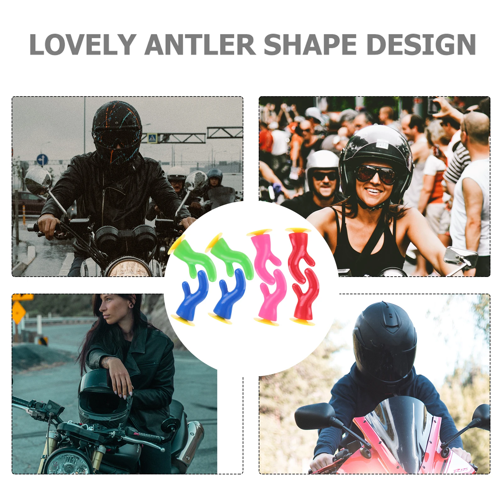 

8pcs Antler Suction Cup Decor For Abs Material Sticky Mount Motorcycle Accessories Bright Colorful Kids Girls Women Men