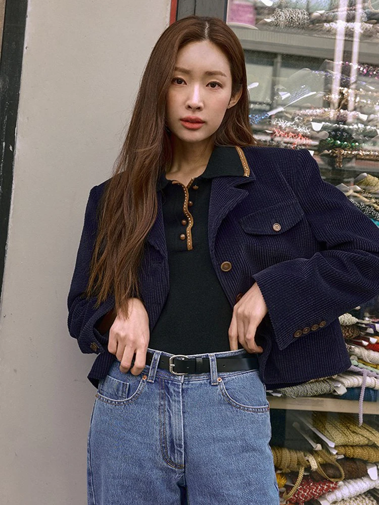 

Corduroy ort Jaet Women's Spring Autumn Casual Small Size Retro Sle Cotton Long Sve Button up Coat
