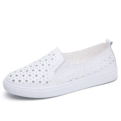 Summer Women Flats Loafers Leather Moccasins Casual Slip on Woman Comfort Round toe Shoes