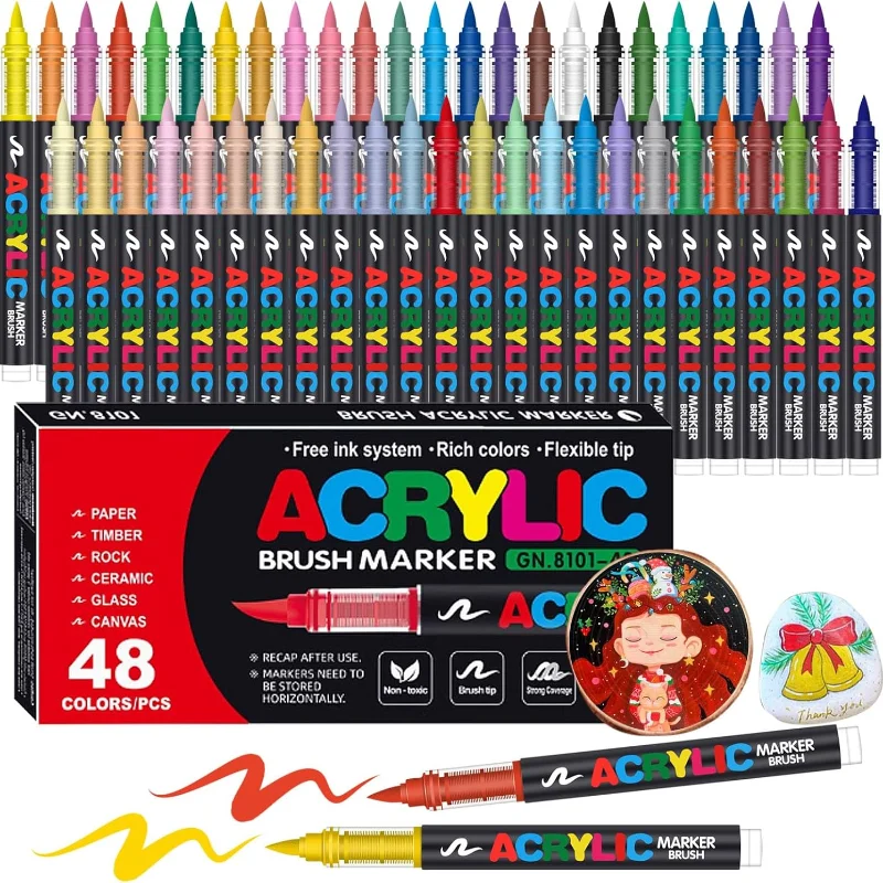 Liquid Acrylic Markers Set Soft Brush Tip No Pump Needed DIY