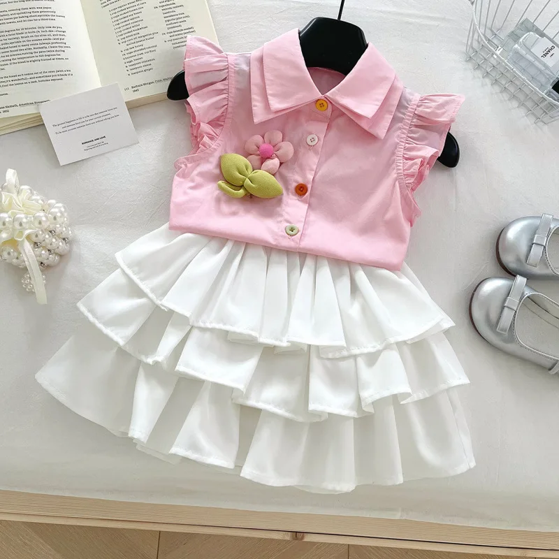 

Children's Outfit Dress New Summer Girls Cute Stylish Shirt+Sunflower Princess Dress Refreshing Two-Piece Set